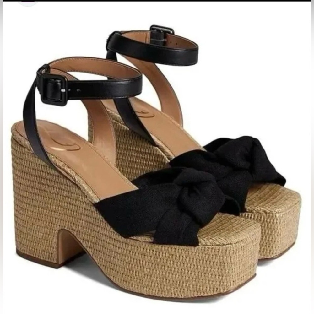 Sam Edelman Black Woven Platform Sandals